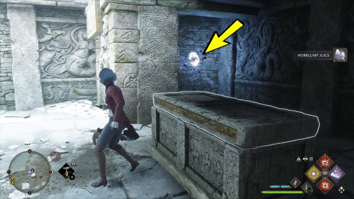 Przeskanujcie teren zaklęciem Revelio i zniszczcie podświetloną platformę przy użyciu Accio lub Depulso - Hogwarts Legacy: Tętniące źródła starożytnej energii (Ancient Magic Hotspots) część 1 - Hogwarts Legacy - poradnik do gry