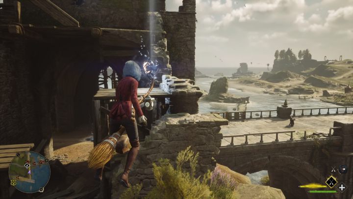 Wskoczcie na miotłę i wylądujcie na drewnianej platformie przy pierwszym obiekcie - Hogwarts Legacy: Tętniące źródła starożytnej energii (Ancient Magic Hotspots) część 2 - Hogwarts Legacy - poradnik do gry