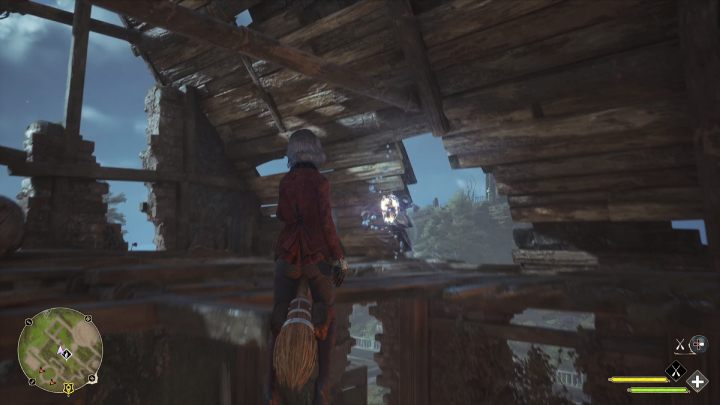 Przejdźcie po deskach na drugą stronę zniszczonej posiadłości i wskoczcie na miotłę - Hogwarts Legacy: Tętniące źródła starożytnej energii (Ancient Magic Hotspots) część 2 - Hogwarts Legacy - poradnik do gry