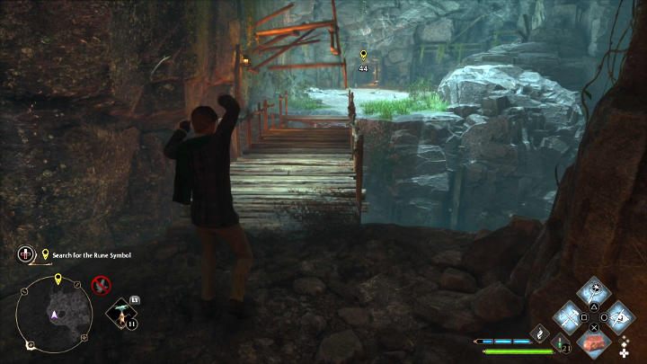 Idąc dalej, dotrzecie do zniszczonego mostu - naprawcie go przy pomocy zaklęcia Reparo, idźcie dalej i walczcie z kolejnymi przeciwnikami - Hogwarts Legacy: W cieniu kopalni (In the Shadow of the Mine) - Hogwarts Legacy - poradnik do gry