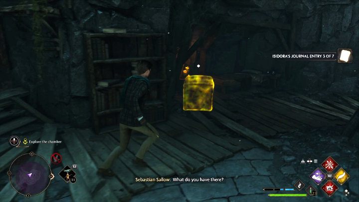 Po wejściu do komnaty zbierzcie fragment portretu ze skrzyni - znajdziecie go w miejscu widocznym na powyższym obrazku - Hogwarts Legacy: W cieniu kopalni (In the Shadow of the Mine) - Hogwarts Legacy - poradnik do gry