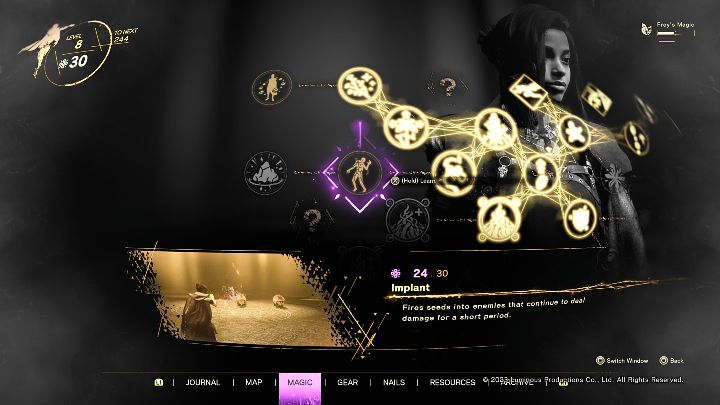 Przechodząc do zakładki Magic będziecie mogli kupić nowe umiejętności lub ulepszyć te, które już znacie - tak, jak wspomnieliśmy wyżej, będziecie do tego potrzebować określonej ilości Many - Forspoken: Rozwój postaci - Forspoken - poradnik do gry