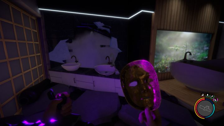 Eksplorując ten kompleks natraficie na zniszczoną łazienkę - w jej rogu jest dziura niemal w całości zakryta przez parę - Sons of the Forest: Gdzie zdobyć złotą zbroję i maskę? - Sons of the Forest - poradnik do gry