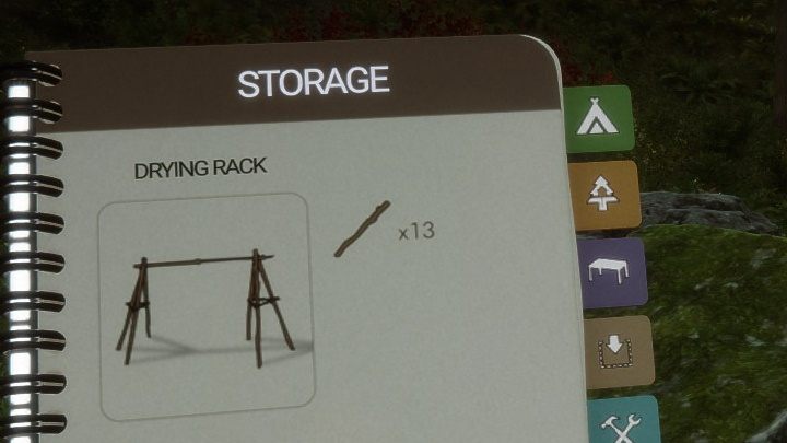 Stojak do suszenia umożliwia przetworzenie mięsa i ryb w ich wysuszoną wersję, która nie ulega zepsuciu z czasem - Sons of the Forest: Składowanie - Sons of the Forest - poradnik do gry