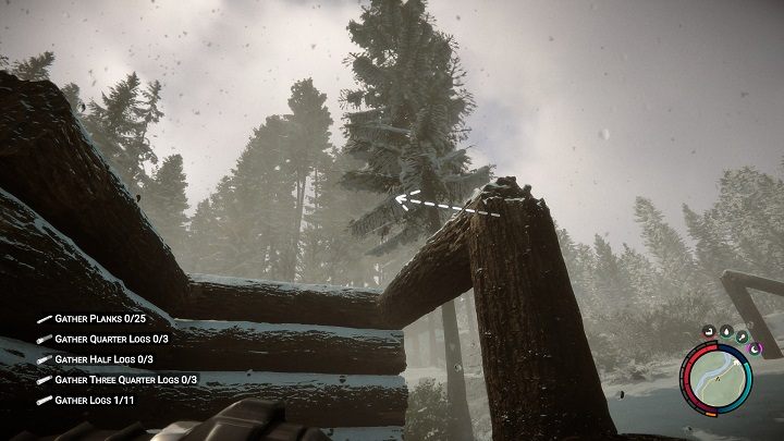 Trzecią kłodę wystarczy położyć między ścianą, a przed chwilą postawioną belką - Sons of the Forest: Elementy schronienia - Sons of the Forest - poradnik do gry