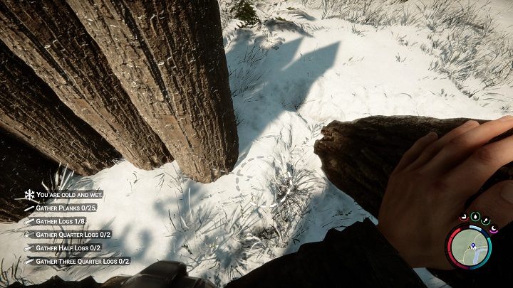 Ustawcie pierwszą kłodę pionowo - Sons of the Forest: Elementy schronienia - Sons of the Forest - poradnik do gry