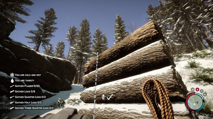 Linę możecie umieścić na dowolnej ścianie, aby móc się po niej wspinać - Sons of the Forest: Elementy schronienia - Sons of the Forest - poradnik do gry