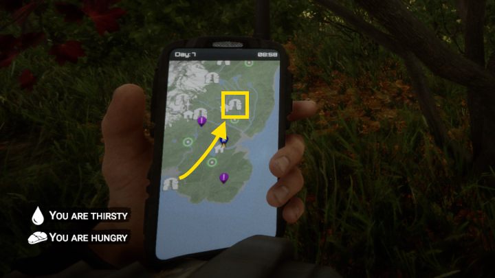 Po wyjściu z tej lokacji powinniście udać się do jaskini zaznaczonej na powyższej mapie (Cave #1) - Sons of the Forest: Gdzie znaleźć łopatę? - Sons of the Forest - poradnik do gry