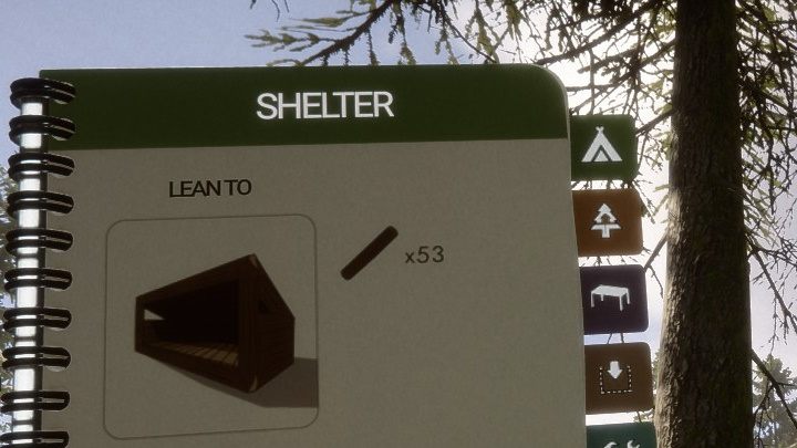 Ta konstrukcja ma jedną ścianę odsłoniętą, dlatego najlepiej sprawdza się jako miejsce do przechowywania różnych materiałów - Sons of the Forest: Schronienia - Sons of the Forest - poradnik do gry