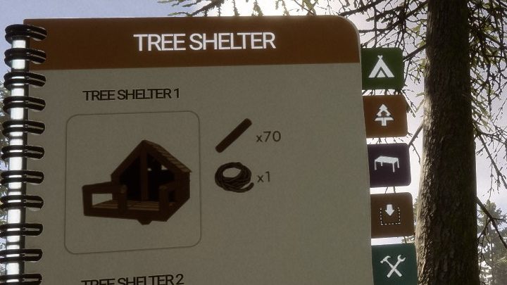 Mała zadaszona konstrukcja stanowiąca dobrą ochronę przed deszczem i mutantami - Sons of the Forest: Schronienia na drzewie - Sons of the Forest - poradnik do gry