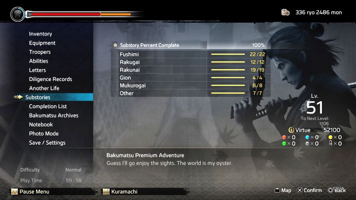 Aktualne postępy możecie sprawdzać w menu pauzy w zakładce Substories - Like a Dragon Ishin: Lista wszystkich Substories, solucja - Like a Dragon Ishin - poradnik do gry