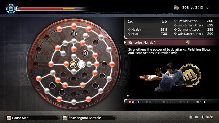 Na każdym z drzewek rozwoju znajdziecie umiejętności podnoszące rangę danego stylu walki - Like a Dragon Ishin: Lista najlepszych umiejętności - Like a Dragon Ishin - poradnik do gry