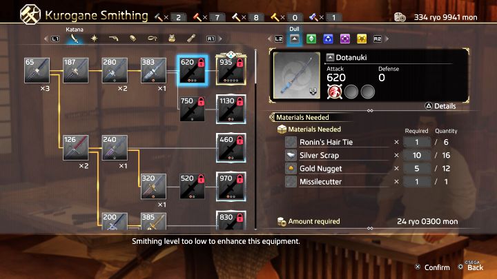 Chcąc stworzyć nowy przedmiot musicie spełnić kilka warunków i posiadać - Like a Dragon Ishin: Crafting w Kurogane Smithing - Like a Dragon Ishin - poradnik do gry