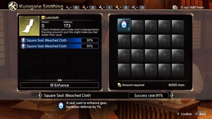 Możecie ulepszać te przedmioty, które posiadają wolne sloty na pieczęcie (Seals) - Like a Dragon Ishin: Crafting w Kurogane Smithing - Like a Dragon Ishin - poradnik do gry