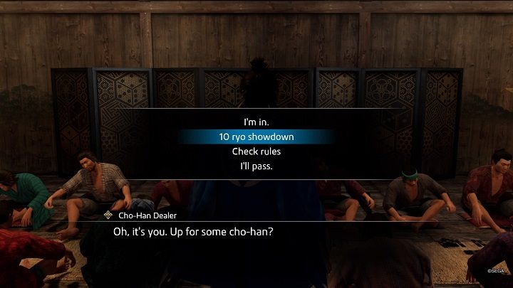 Pod koniec zyskacie możliwość zagrania o znacznie większą stawkę (10 ryo) - Like a Dragon Ishin: Nawiązywanie przyjaźni - Shops - Like a Dragon Ishin - poradnik do gry
