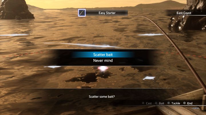 Jeśli posiadacie ze sobą przynetę, to przed rozpoczęciem mini-gry możecie jej użyć - Like a Dragon Ishin: Łowienie ryb - Like a Dragon Ishin - poradnik do gry