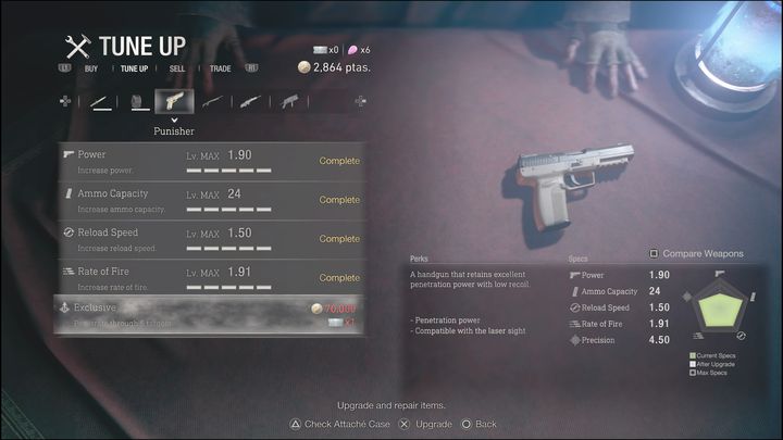 Więcej obrażeń w danej strzelbie lub pistolecie pozwoli na szybsze rozprawienie się z przeciwnikami oraz zaoszczędzicie dzięki temu sporo amunicji - Resident Evil 4 Remake: Ulepszanie broni - Resident Evil 4 Remake - poradnik do gry