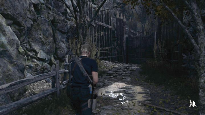 Bohaterowie dotrą do kolejnej bramy - pokazuje ją obrazek - Resident Evil 4 Remake: Jak uciec Mendezowi w rozdziale 6? - Resident Evil 4 Remake - poradnik do gry