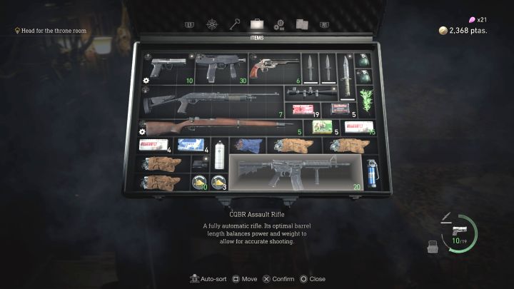 Gra może Wam nie pozwolić na zabranie karabinu jeżeli nie ma miejsca w inwentarzu - będzie wtedy oznaczony czerwonym kolorem - Resident Evil 4 Remake: Sekretna broń CQBR Assault Rifle - Resident Evil 4 Remake - poradnik do gry