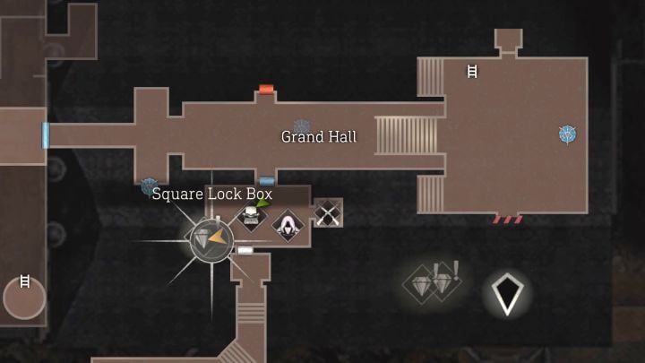 Skrytka jest w małym pomieszczeniu obok Grand Hall, tym samym, w którym są też sklep, maszyna do pisania i wejście na strzelnicę - Resident Evil 4 Remake: Sekrety Square Lock Box i klucz Cubic Device - Resident Evil 4 Remake - poradnik do gry
