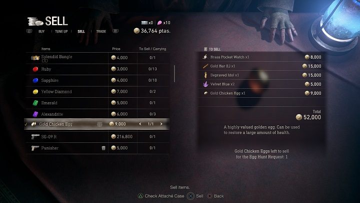 Po wszystkim udajcie się do najbliższego Handlarza (Merchant) i sprzedajcie mu tę cenną zdobycz - Resident Evil 4 Remake: Egg Hunt - Resident Evil 4 Remake - poradnik do gry