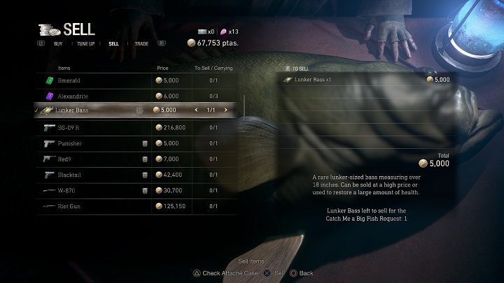 Po złapaniu jej udajcie się do najbliższego Handlarza (Merchant) i dokonajcie sprzedaży - Resident Evil 4 Remake: Catch Me a Big Fish - Resident Evil 4 Remake - poradnik do gry