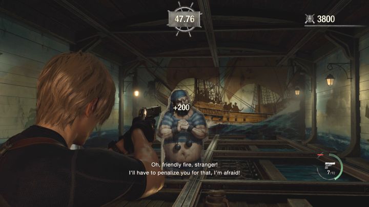 Trafianie w cele przyznaje punkty, a trafianie w marynarzy (cywilów) je odejmuje - Resident Evil 4 Remake: Strzelnica (Shooting Range) - Resident Evil 4 Remake - poradnik do gry