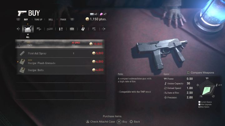 Pistolet maszynowy jest do zakupienia u handlarza od rozdziału 3 - Resident Evil 4 Remake: Lista wszystkich broni - Resident Evil 4 Remake - poradnik do gry