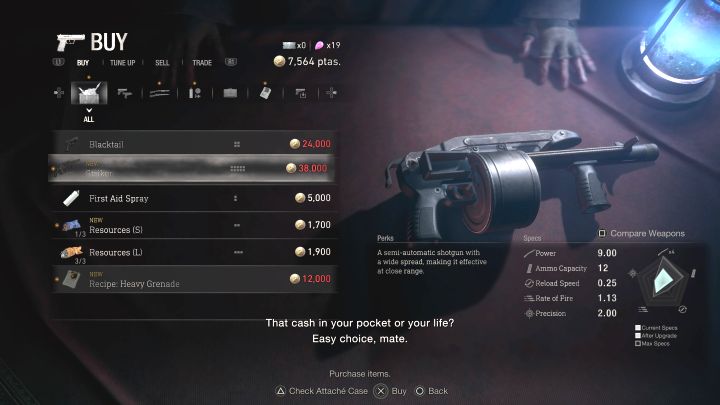To strzelba półautomatyczna, która jest jest do zakupienia u handlarza od rozdziału 10 - Resident Evil 4 Remake: Lista wszystkich broni - Resident Evil 4 Remake - poradnik do gry
