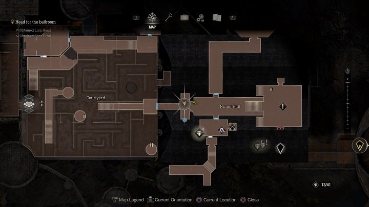 Jeden z medalionów znajduje się w zachodniej części lokacji Great Hall - Resident Evil 4 Remake: Destroy the Blue Medallions 4 - Resident Evil 4 Remake - poradnik do gry