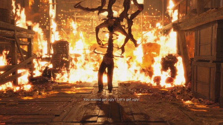 Leon dotrze na górne balkoniki, które się zawalą i rozpocznie się starcie ze zmutowanym Mendezem - Resident Evil 4 Remake: Jak pokonać Bossa Mendez? - Resident Evil 4 Remake - poradnik do gry