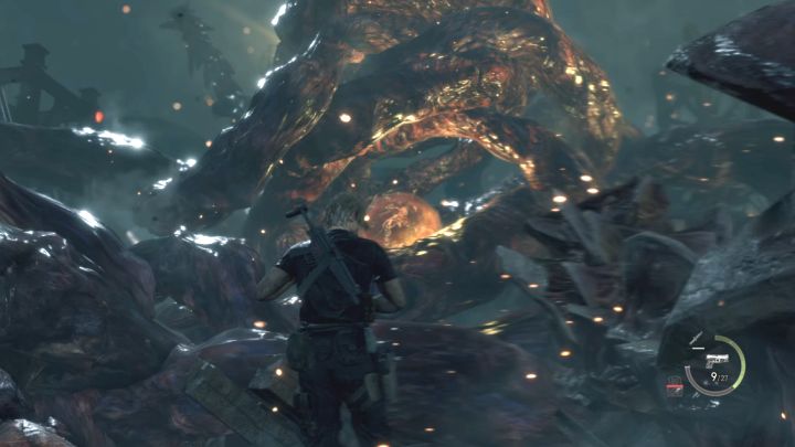 2) Pionowe uderzenia - Pobiegnijcie w bok żeby uniknąć miejsca, w które boss zamierza uderzyć - Resident Evil 4 Remake: Jak pokonać finałowego bossa (rozdział 16)? - Resident Evil 4 Remake - poradnik do gry