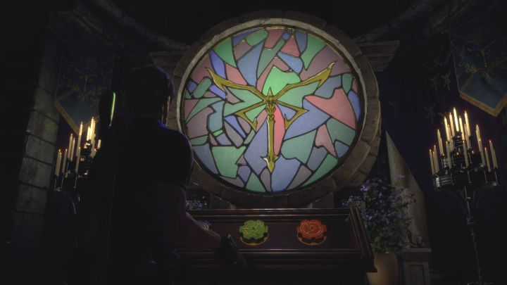 W podobny sposób dopasujcie niebieskie i czerwone elementy - Resident Evil 4 Remake: Zagadka z pokrętłami Dials i witrażem w kościele (rozdział 4) - Resident Evil 4 Remake - poradnik do gry