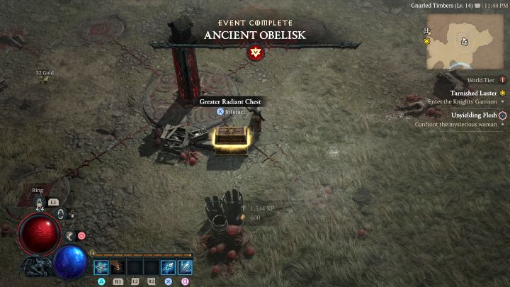 Podstawowy sposób na pozyskiwanie oboli to zaliczanie losowych wydarzeń na głównej mapie - sygnalizują je pomarańczowe okręgi - Diablo 4: Jak gromadzić Szemrzące Obole? - Diablo 4 - poradnik do gry