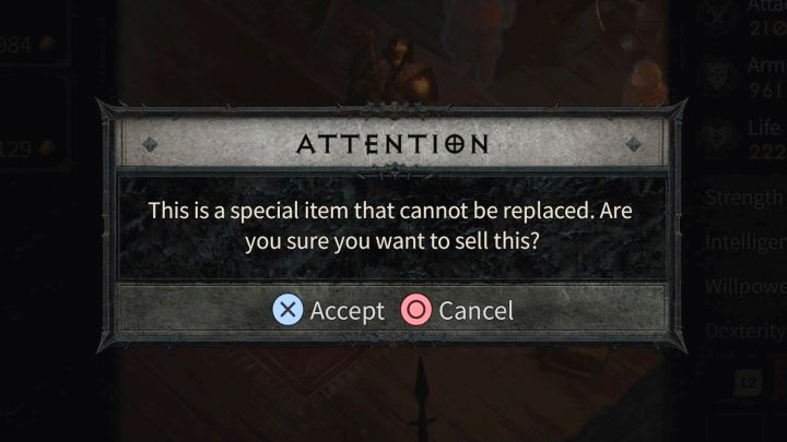 Przy próbie sprzedania unikalnego przedmiotu gra wyświetli ostrzeżenie o jego wyjątkowości i dopiero po ponownym potwierdzeniu zostanie sprzedany - Diablo 4: Jak odkupić sprzedany przedmiot (Buyback)? - Diablo 4 - poradnik do gry