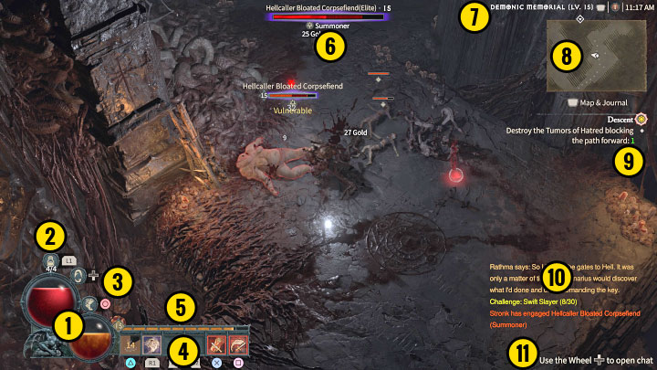 Główne okno gry może różnić się w zależności od wybranej klasy postaci - Diablo 4: Interfejs - Diablo 4 - poradnik do gry