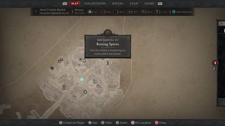 Musicie znaleźć znacznik pobocznego questu Wzmocnienie morale (Raising Spirits) w mieście Kyovashad - Diablo 4: Jak użyć emotki w queście Wzmocnienie morale? - Diablo 4 - poradnik do gry