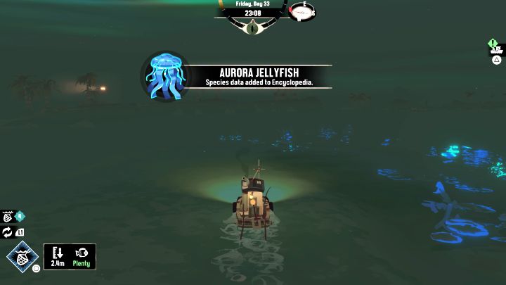 W przypadku Aurora Jellyfish musicie wyruszyć na połów nocą, bo tylko wtedy meduzy pojawiają się w Stellar Basin - Dredge: Jak złowić meduzę Aurora Jellyfish? - Dredge - poradnik do gry