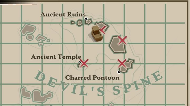 Ta płyta jest na mapie pod znakiem X najbardziej wysuniętym na północ, a więc tym najbliżej Ancient Ruins - Dredge: Flames of the Deep - Dredge - poradnik do gry