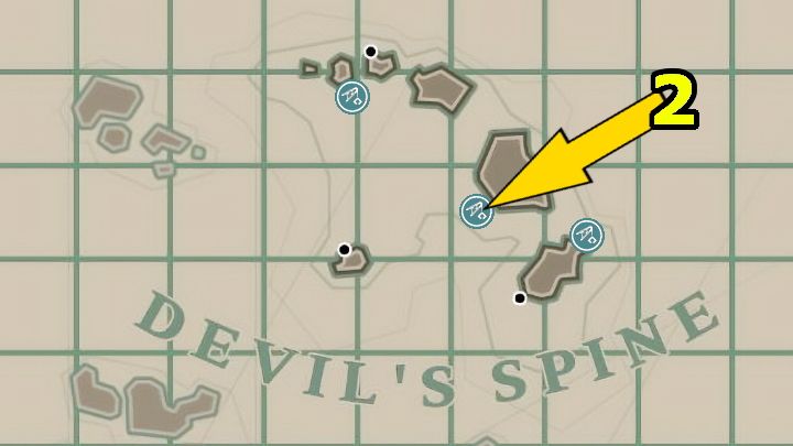 Druga tabliczka zlokalizowana jest w ruinach przy największej wyspie obszaru Devils Spine - Dredge: Stone Tablets - Dredge - poradnik do gry