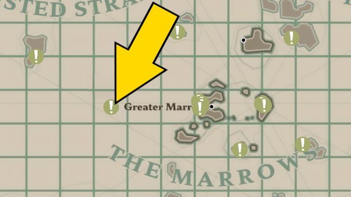 Musicie dopłynąć do wskazanego na powyższym obrazku punktu - Dredge: Wszystkie zakończenia - Dredge - poradnik do gry