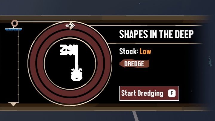 Jeśli macie wątpliwości, czy trafiliście do odpowiedniego łowiska, sprawdźcie kształt wydobywanego przedmiotu - powinien wyglądać jak klucz, tak jak na obrazku powyżej - Dredge: The Collector - Dredge - poradnik do gry
