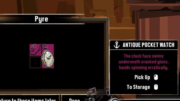 Po wykonaniu zadania musicie wybrać opcję Inspect the Pyre, to właśnie tam leży Antique Pocket Watch - Dredge: The Collector - Dredge - poradnik do gry