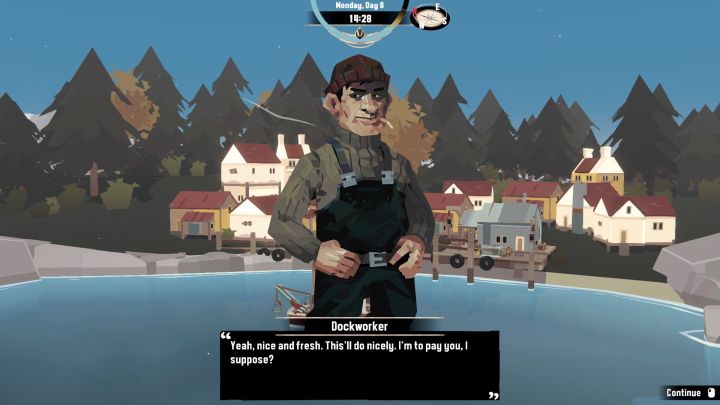 Gdy tylko zadokujecie W Little Marrow, pojawi się Dockworker i automatycznie odbierze od Was pakunek - Dredge: Package Delivery - Dredge - poradnik do gry
