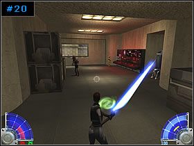 Przejdź na zewnątrz i dalej kładką przy ścianie hangaru do nowej sali - Mercenary Activity - Tatooine | Zestaw #1 | Star Wars Jedi Knight Jedi Academy - Star Wars Jedi Knight: Jedi Academy - poradnik do gry