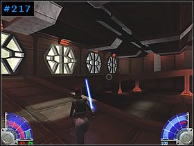 Wyjdziesz znowu w sali z kładką - tym razem będziesz na jej najwyższym poziomie - Zamek Vadera - Vjun | Kontynuacja | Star Wars Jedi Knight Jedi Academy - Star Wars Jedi Knight: Jedi Academy - poradnik do gry