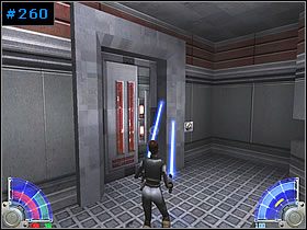 Otwórz nim owe wrota i przejdź do windy, która zawiezie Cię wyżej - Force Thieft Investigation - Byss | Zestaw #3 | Jedi Knight Jedi Academy - Star Wars Jedi Knight: Jedi Academy - poradnik do gry