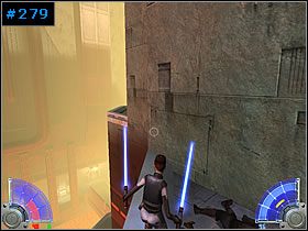 Po zwalczeniu kolejnych oponentów zorientujesz się, że dalszą drogę blokuje zerwany most - Wrogie instalacje - Taspir 3 | Kontynuacja | Star Wars Jedi Knight Jedi Academy - Star Wars Jedi Knight: Jedi Academy - poradnik do gry