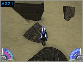 W jaskini po skałach wskocz do tunelu, prowadzącego na koniec dziury, w której przed chwilą byłeś - Dolina Ciemnych Lordów - Korriban | Kontynuacja Jedi Knight Jedi Academy - Star Wars Jedi Knight: Jedi Academy - poradnik do gry
