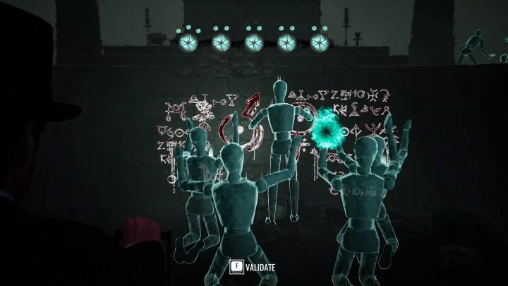 Przy symbolach pod ołtarzem ustawcie scenę z modlącymi się ludźmi - Sherlock Holmes The Awakened: Podziemia magazynu - Sherlock Holmes The Awakened - solucja